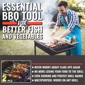 Pair of 13” x 13” Square Non-Stick Mesh Grilling Baskets/Mats 🔥NEW IN PA…